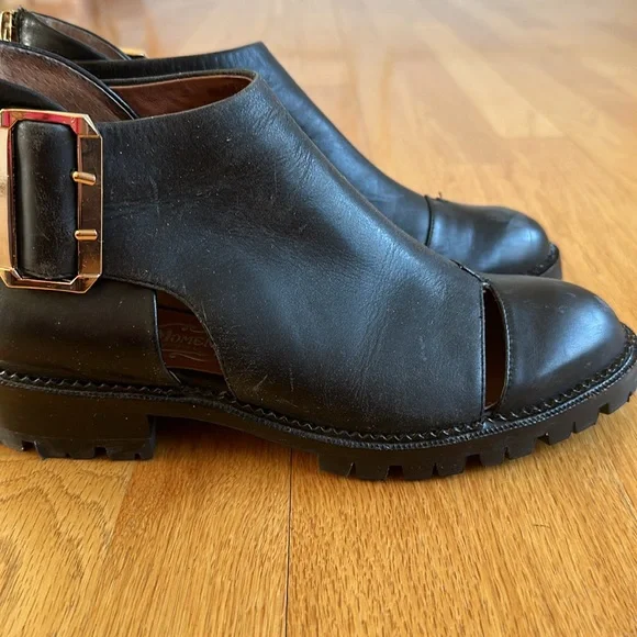 Jeffrey Campbell Great Moments Cut-Out Ankle Black Leather Booties - Picture 6 of 11